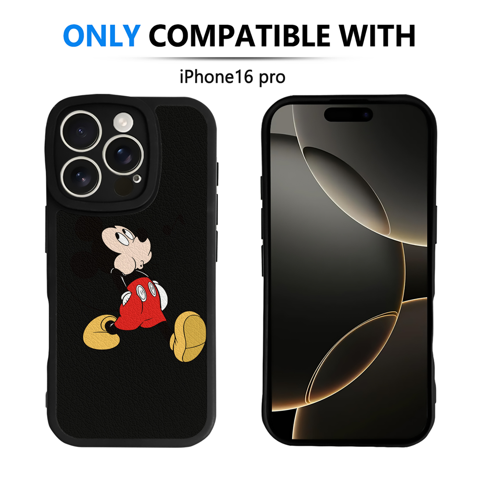 （画像用） ミッキーマウス Mickey Mouse 【iPhone 16シリーズ対応】シリコンスマホケース（レザー調） 材質：シリコン